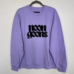 Noon Goons Sweater Men Large Logo Fleece Pullover Sweatshirt Streetwear Lavender
